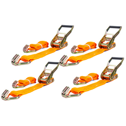 Set med fyra UNITRAILER 3m/50mm/5t orange transportband med spännare