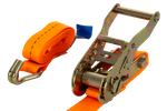 Set med fyra UNITRAILER 2m/25mm/1t orange transportband med spännare