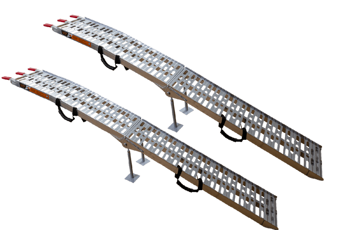 UNITRAILER ALR003 hopfällbara ramper aluminiumramper för släpvagnar 221cm 680kg med rem och stöd, set om 2