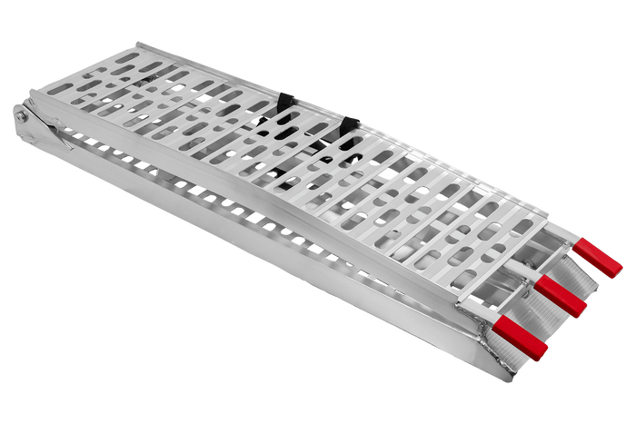 UNITRAILER ALR003 hopfällbara ramper aluminiumramper för släpvagnar 221cm 680kg med rem och stöd, set om 2