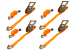 Set med fyra UNITRAILER 6m/25mm/1t orange transportband med spännare