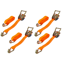 Set med fyra UNITRAILER 10m/35mm/2t orange transportband med spännare